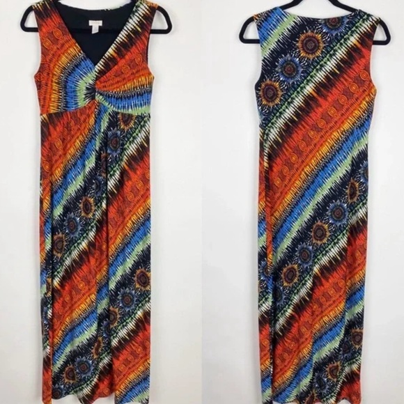 Chico’s Multicolor Sunburst Rainbow Sleeveless Maxi Dress | Size XL - Picture 8 of 9